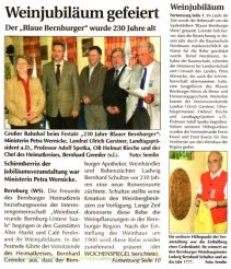 Pressebeitrag Weinjubil&auml;um gefeiert Wochenspiegel 07.11.2007